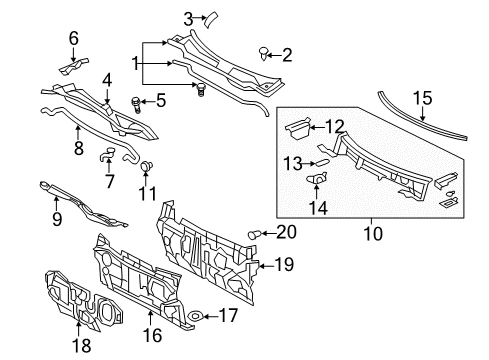 2007 Toyota Camry Cowl Side Reinforcement Diagram for 55714-06040