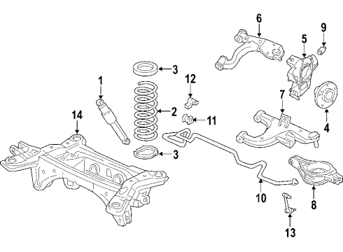 2007 Nissan Pathfinder Rear Suspension Components, Stabilizer Bar & Components Hub Assembly Rear Diagram for 43202-4X00A