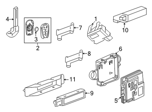 2022 Chevrolet Trailblazer Keyless Entry Components Transmitter Diagram for 13530712