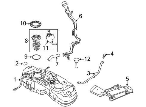 2021 Nissan Rogue Fuel System Components BAND ASSY-FUEL TANK, MTG Diagram for 17407-6RR0A