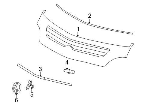 2012 Acura ZDX Lift Gate - Glass & Hardware Clip A, Quarter Glass Diagram for 91502-SCV-A01