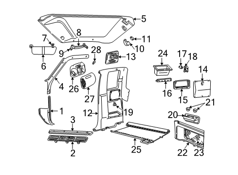 1998 Ford Ranger Interior Trim - Cab Cup Holder Diagram for F87Z-1313562-AAA