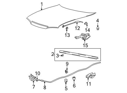 2003 Hyundai Accent Hood & Components Weatherstrip-Hood Diagram for 86430-25000