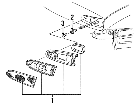 1997 Mercury Sable Bulbs Back Up Lamp Assembly Diagram for F7DZ13A565AA