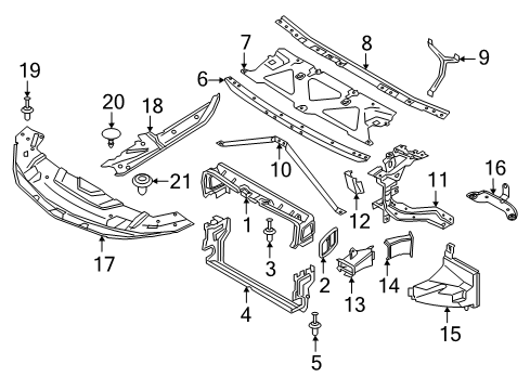 2021 BMW 740i xDrive Radiator Support Clip, Bottom Part Diagram for 07147446452