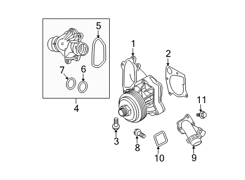 2011 BMW 335d Water Pump Thermostat Housing Assembly Diagram for 11517805811
