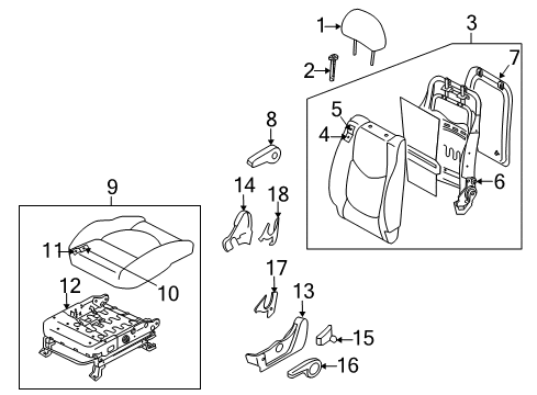 2013 Kia Soul Front Seat Components Cushion Assembly(W/O Track Diagram for 882002K003AHL