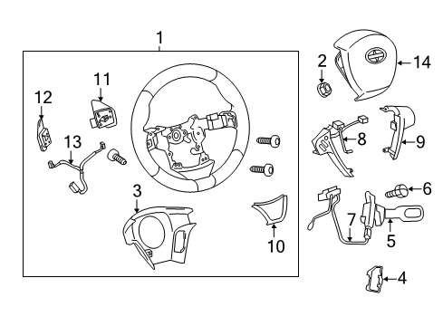 2011 Scion tC Steering Column & Wheel, Steering Gear & Linkage Steering Wheel Diagram for 45100-21190-C0