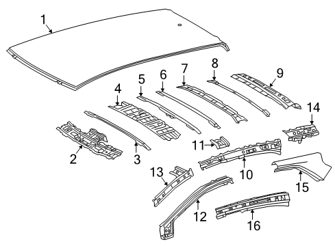 2019 Toyota Corolla Roof & Components Outer Rail Diagram for 61211-12550