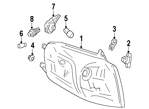 2004 Oldsmobile Silhouette Park & Side Marker Lamps Park/Marker Lamp Diagram for 15130499