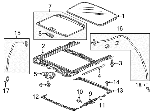 2019 Honda Fit Sunroof Valve, RR. Drain (Sunroof) Diagram for 70062-TG5-H00