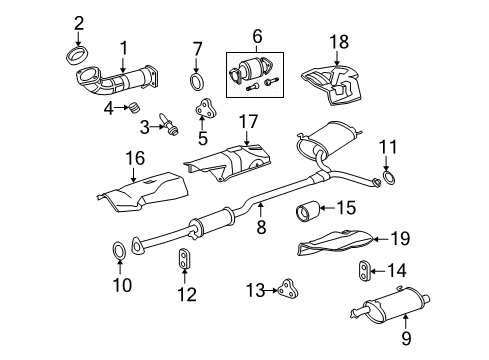 2011 Acura TSX Exhaust Components Muffler, Passenger Side Exhaust Diagram for 18307-TL7-A01