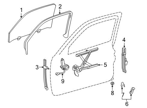 1996 Toyota Tacoma Front Door Regulator Handle Diagram for 69260-04020-B1