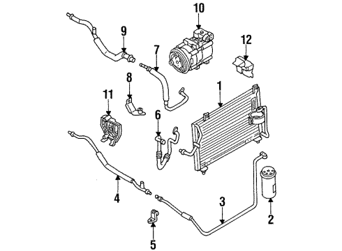 1995 Kia Sephia A/C Condenser, Compressor & Lines Pipe-Cooler, NO3 Diagram for 0K24A61463C