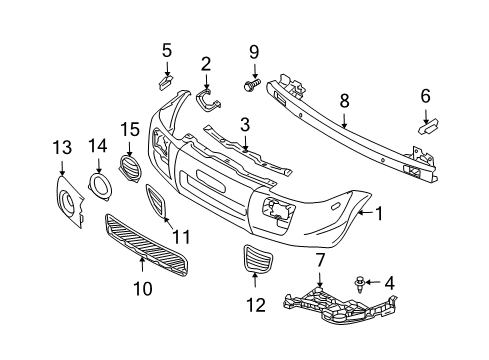 2006 Hyundai Tucson Front Bumper Retainer-Bumper Side Mounting Diagram for 86625-3A000
