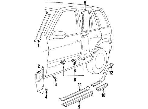 1996 Kia Sportage Interior Trim - Pillars, Rocker & Floor FASTENER Diagram for MG04568865