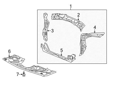 2014 Honda Odyssey Radiator Support, Splash Shields Stay Set, Right Front Bulkhead Side Diagram for 04601-TK8-A00ZZ