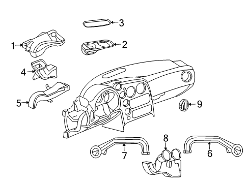 2016 Dodge Viper Ducts Outlet-Air Conditioning & Heater Diagram for 5NK50CV5AA
