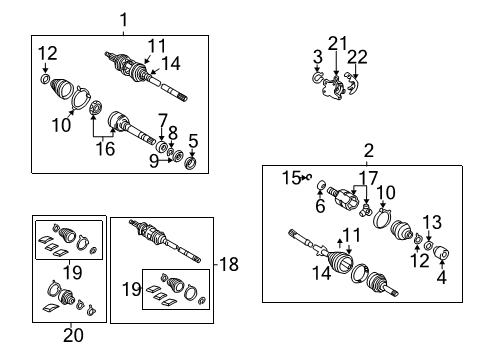 2002 Toyota Camry Drive Axles - Front Clamp, Rear Drive Shaft Diagram for 42345-08060