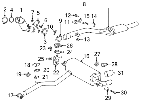 2020 BMW Z4 Exhaust Components RP-CATALYTIC CONVERTER Diagram for 18307934416