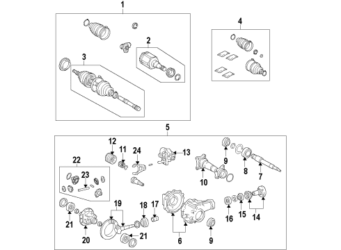 2021 Toyota Sequoia Front Axle, Axle Shafts & Joints, Differential, Drive Axles, Propeller Shaft Axle Assembly Diagram for 43430-0C040