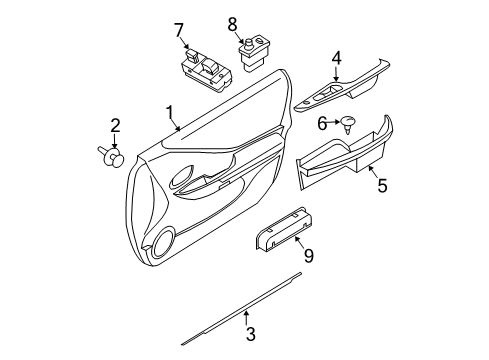 2010 Nissan Altima Switches Front Door Armrest, Left Diagram for 80941-ZX00A