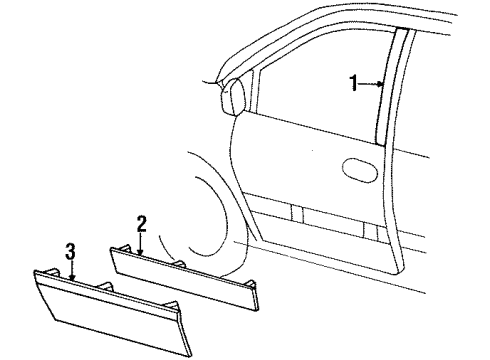 1999 Chrysler Town & Country Exterior Trim - Front Door Molding-Front Door Diagram for HU89TZZ