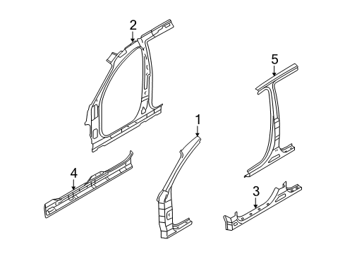 2011 Hyundai Veracruz Center Pillar, Hinge Pillar, Rocker Panel Assembly-Side Sill Inner, RH Diagram for 65180-3J200