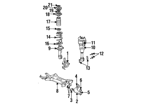 1993 Chrysler Imperial Front Suspension Components, Lower Control Arm, Stabilizer Bar STRUT, Assy. w/Air Susp. (SLA), Right Diagram for 4449413
