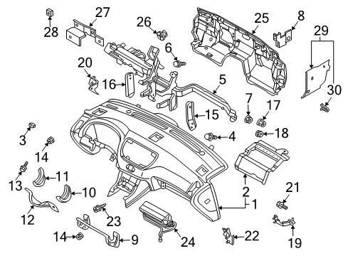 2004 Infiniti M45 Cluster & Switches, Instrument Panel Bolt Diagram for 01125-00931