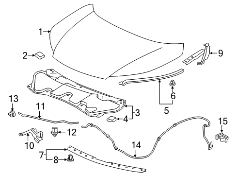 2016 Honda CR-V Hood & Components Seal Rub, Hood FR Diagram for 74147-T1W-A00