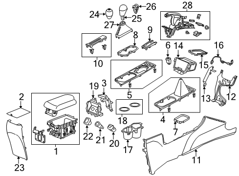 2013 Acura ILX Parking Brake Panel Assembly, Console (Neutral Shine Gun Metallic) Diagram for 77295-TX7-A01ZA