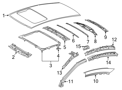 2021 Lexus ES350 Roof & Components Rail Sub-Assembly, NO.3 Diagram for 61085-33050