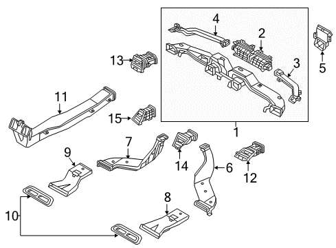 2017 Genesis G80 Ducts Duct Assembly-Rear Ventilator Diagram for 97010-B1000