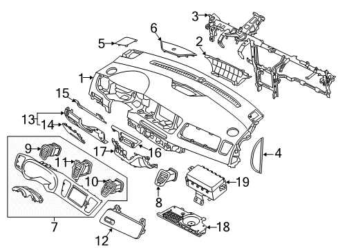2018 Kia Sedona Instrument Panel Key Sub Set-Glove Box Diagram for 815213UA00