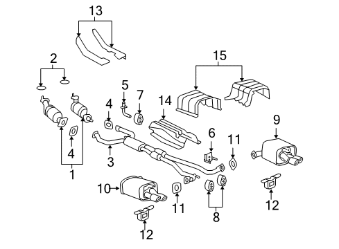 2009 Pontiac G8 Exhaust Components Hanger-Exhaust Rear Muffler Rear Diagram for 92066860