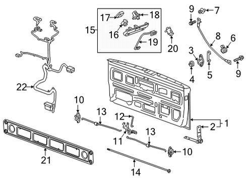 2021 GMC Sierra 3500 HD Tail Gate Harness Diagram for 84855692