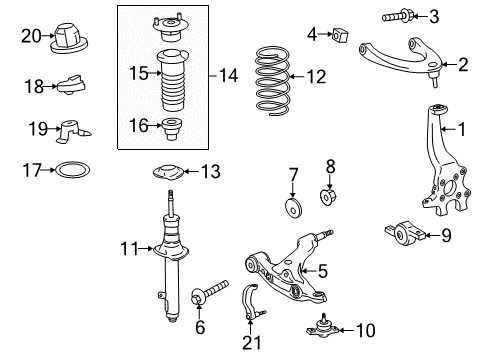 2014 Lexus IS250 Front Suspension, Lower Control Arm, Upper Control Arm, Ride Control, Stabilizer Bar, Suspension Components Bracket, Front Shock Absorber, Lower RH Diagram for 48503-30030