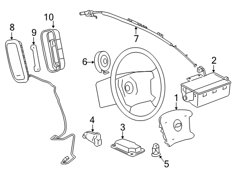 2015 Chevrolet Impala Limited Air Bag Components Driver Air Bag Diagram for 22787032