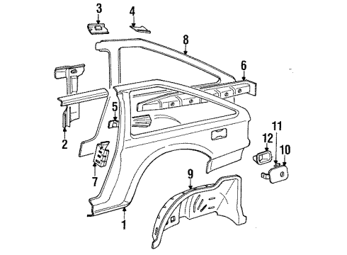 1985 Chevrolet Spectrum Quarter Panel & Components Hinge Diagram for 94126660