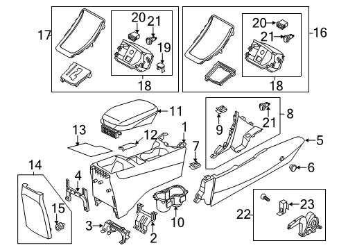 2014 Hyundai Elantra Coupe Switches Console Armrest Assembly Diagram for 84660-3XAA0-RY