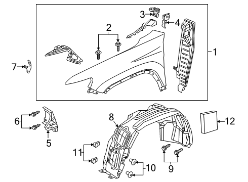 2021 Jeep Cherokee Fender & Components Shield-WHEELHOUSE Diagram for 68287919AB