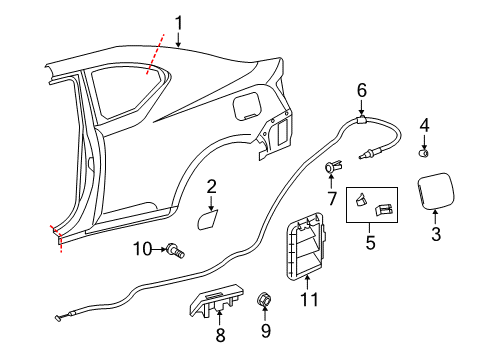 2016 Scion tC Quarter Panel & Components Release Cable Diagram for 77035-21060