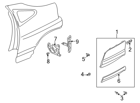 2002 Honda Insight Exterior Trim - Quarter Panel Clip (7MM) Diagram for 91502-SZ5-003