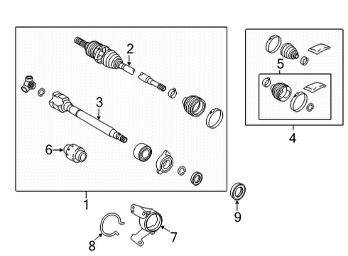 2022 Lexus NX450h+ Drive Axles - Front Boot Kit Diagram for 04428-42170