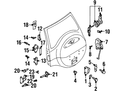 1999 Isuzu VehiCROSS Back Door Bolt, Shroud Diagram for 0-28050-612-0