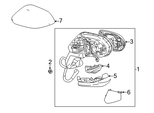 2022 Toyota Corolla Outside Mirrors Outer Cover Diagram for 87939-12G30