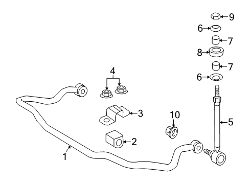 2005 Pontiac GTO Stabilizer Bar & Components - Front Stabilizer Link Nut Diagram for 92138590