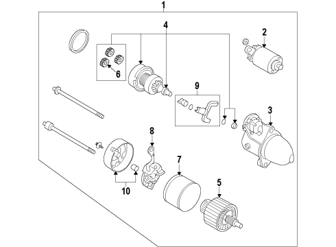 2008 Kia Amanti Starter Holder & Brush Assembly Diagram for 36159-3C130