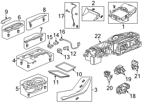 2020 Acura TLX Center Console Console Pan (Dark Burl Wood) Diagram for 77291-TZ3-A02ZC